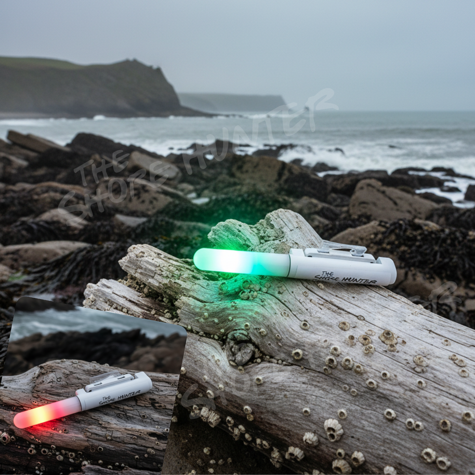 Flashy Bite Tip Light by The Shore Hunter & Spare Battery.
