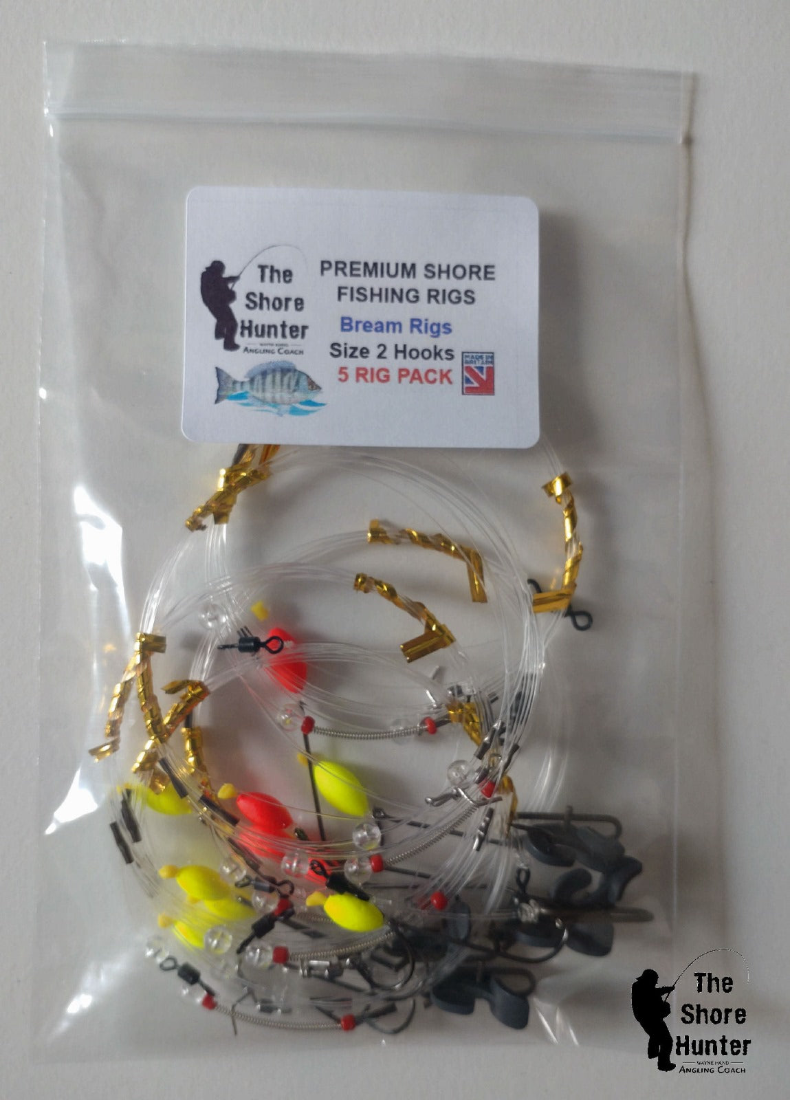 Clear Water Fluorocarbon 2 Hook Clipped Down Bream Rigs ** 5 RIG PACK ...