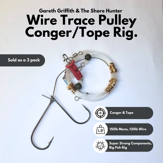 Gareth Griffith & The Shore Hunter Wire Trace Pulley Conger/Tope Rig - 3 pack