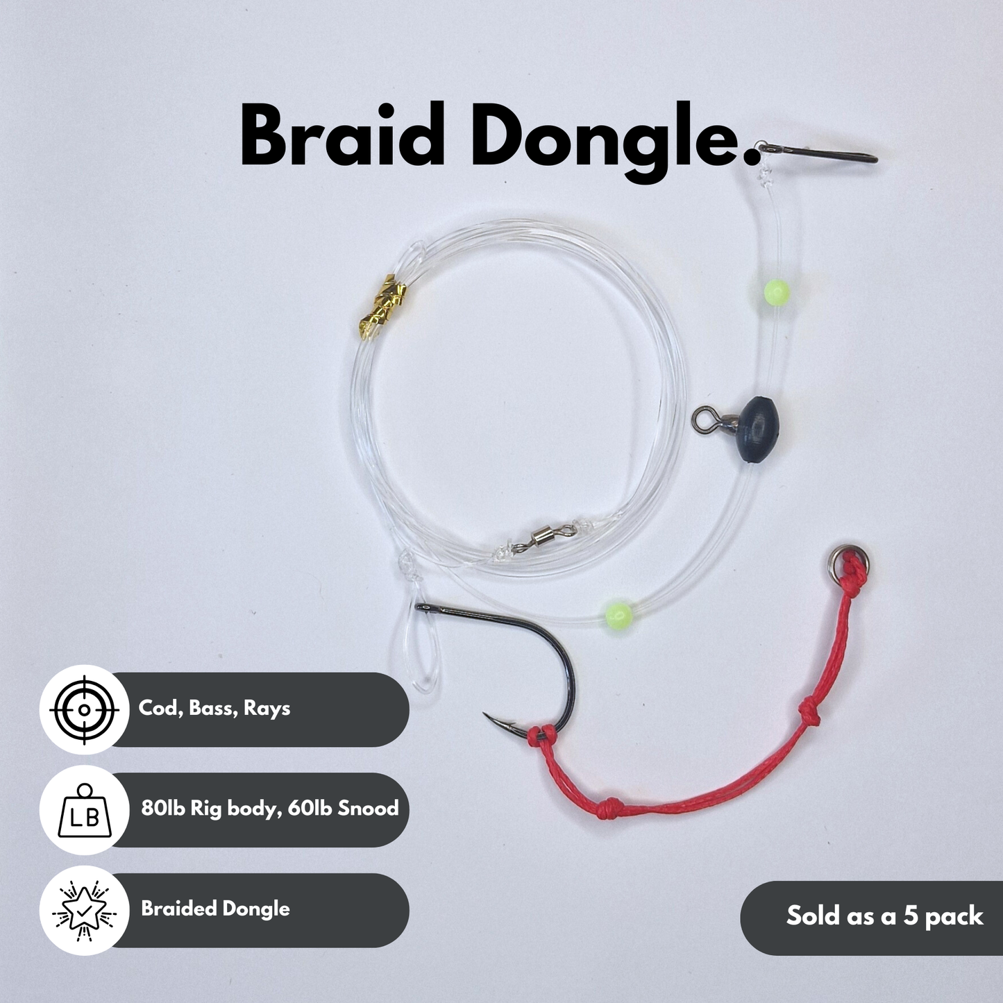 Braid Dongle Pulley Rig - 5 Pack