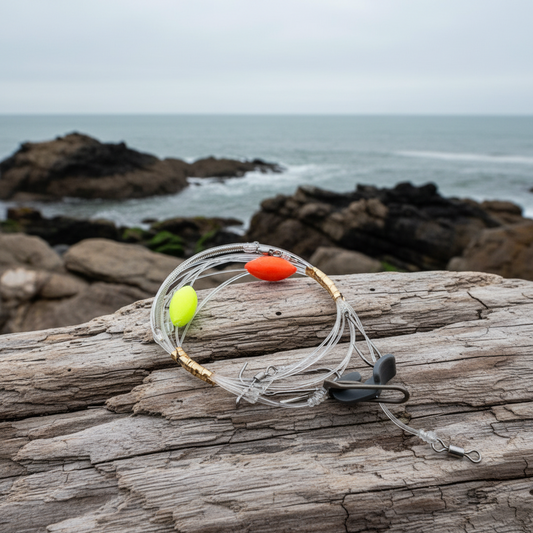 Bream 2 Hook Clipped Down Popup Rig (Fluorocarbon) - 5 pack